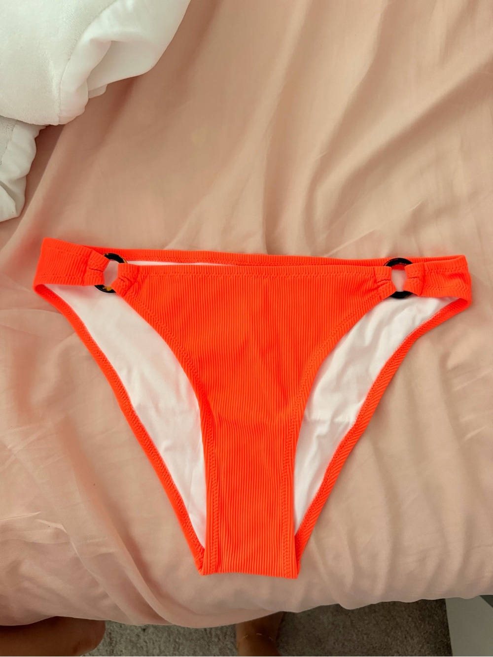 Neon Orange Ribbed Swim Bottoms